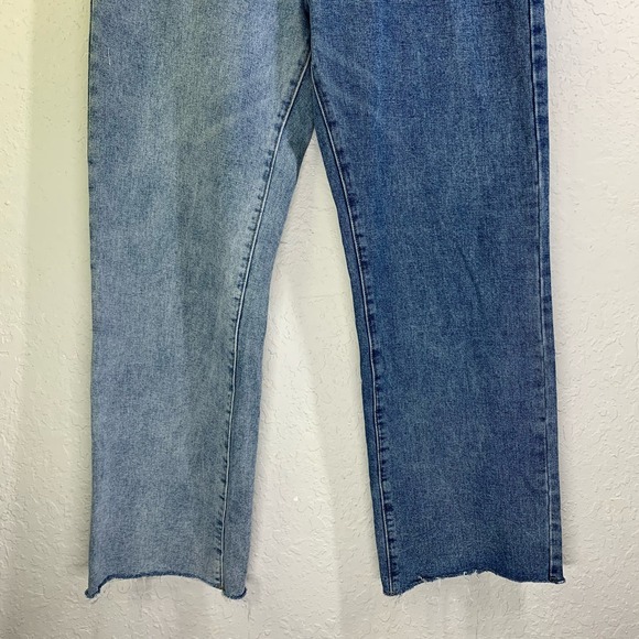PRINCESS POLLY Trader Two Tone Wide Leg High Rise Frayed Denim Jeans NWT NFR - Picture 7 of 16